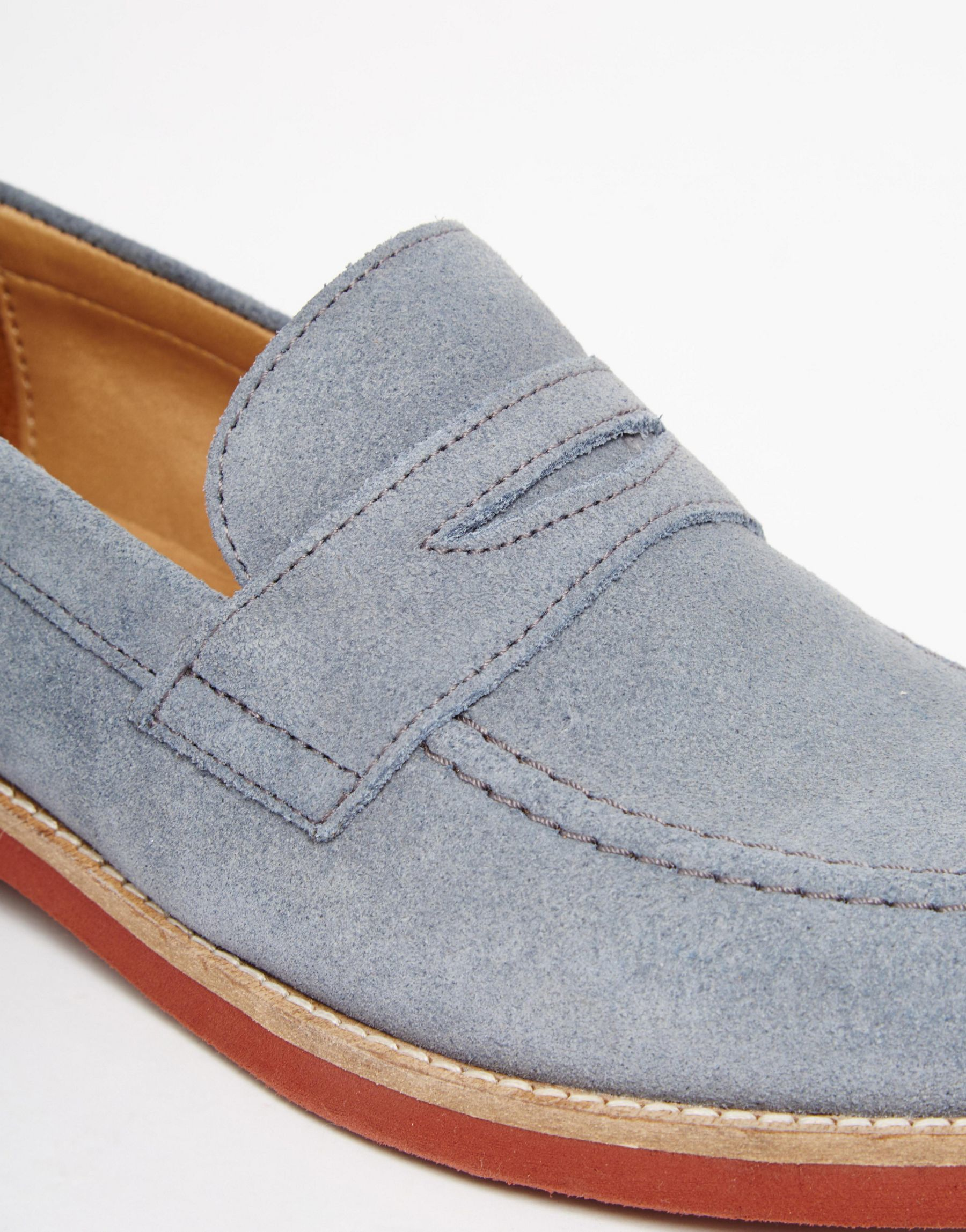 ASOS Penny Loafers In Blue Suede in Blue for Men Lyst